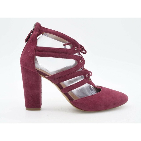 Halogen Sandals Womens 10 Red Faux Suede Strappy Lace Up Closed Toe Back Zip - Picture 4 of 11